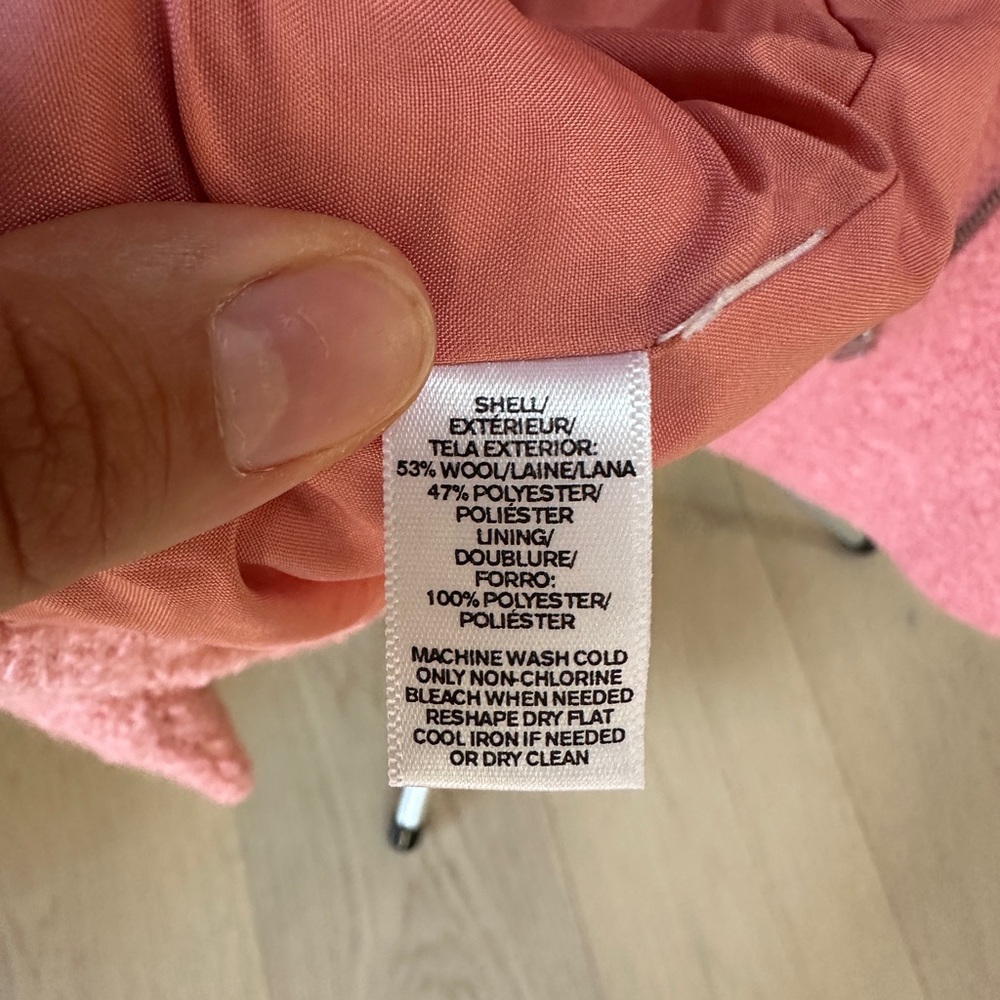 LOFT Textured Wool Moto Pea Coat Sutton Pink Medium - Picture 3 of 10